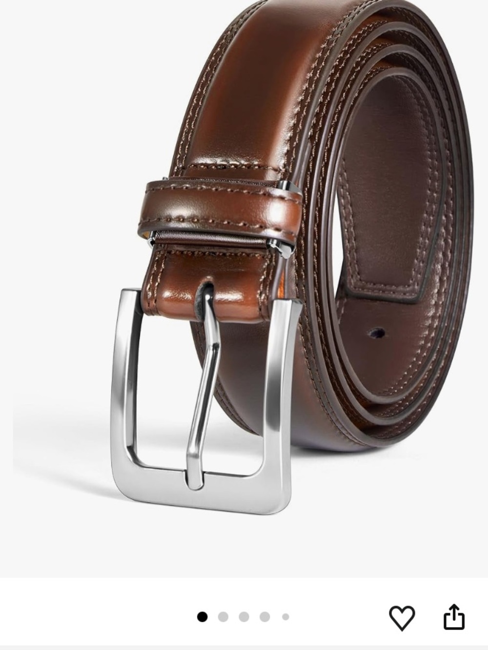 NIB VATAN Men’s Genuine Leather Dress Belt – Brown / Silver Buckle